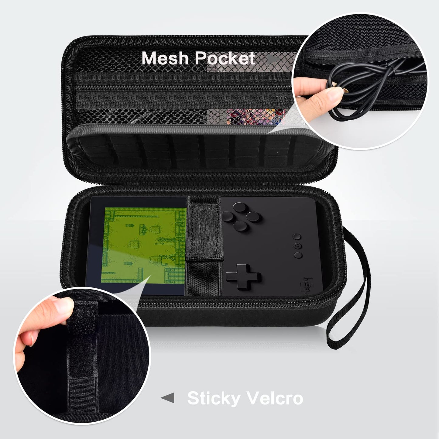 Internal view of Againmore case with Velcro console strap