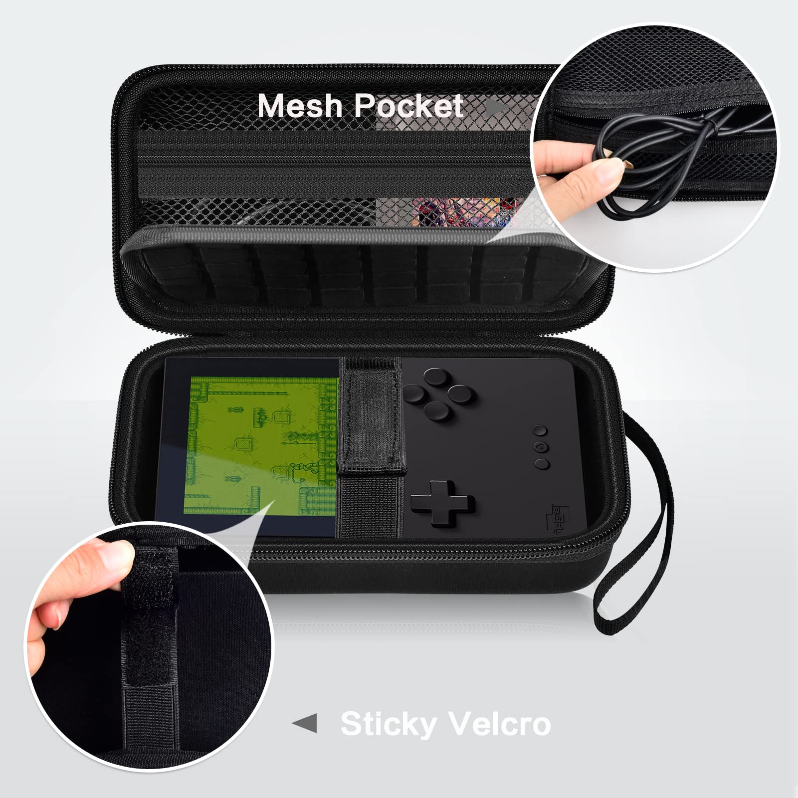 Internal view of Againmore case with Velcro console strap