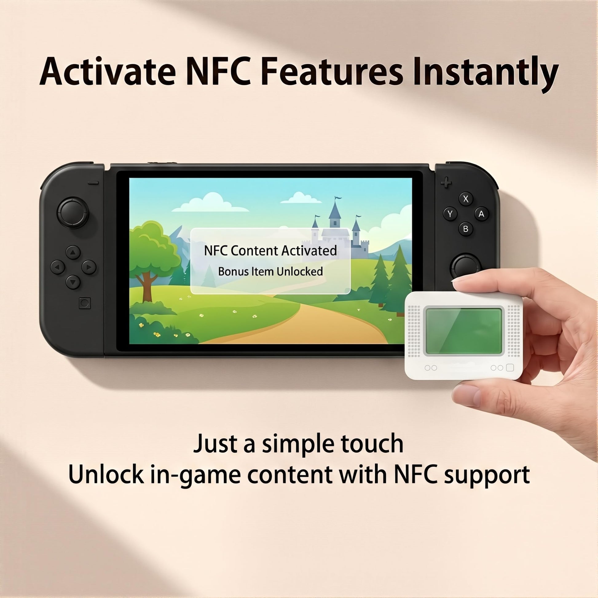 YMW Allmiibo NFC device showing USB-C charging port
