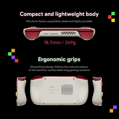 Hand holding the compact Ayaneo Pocket Air Mini console to demonstrate portability