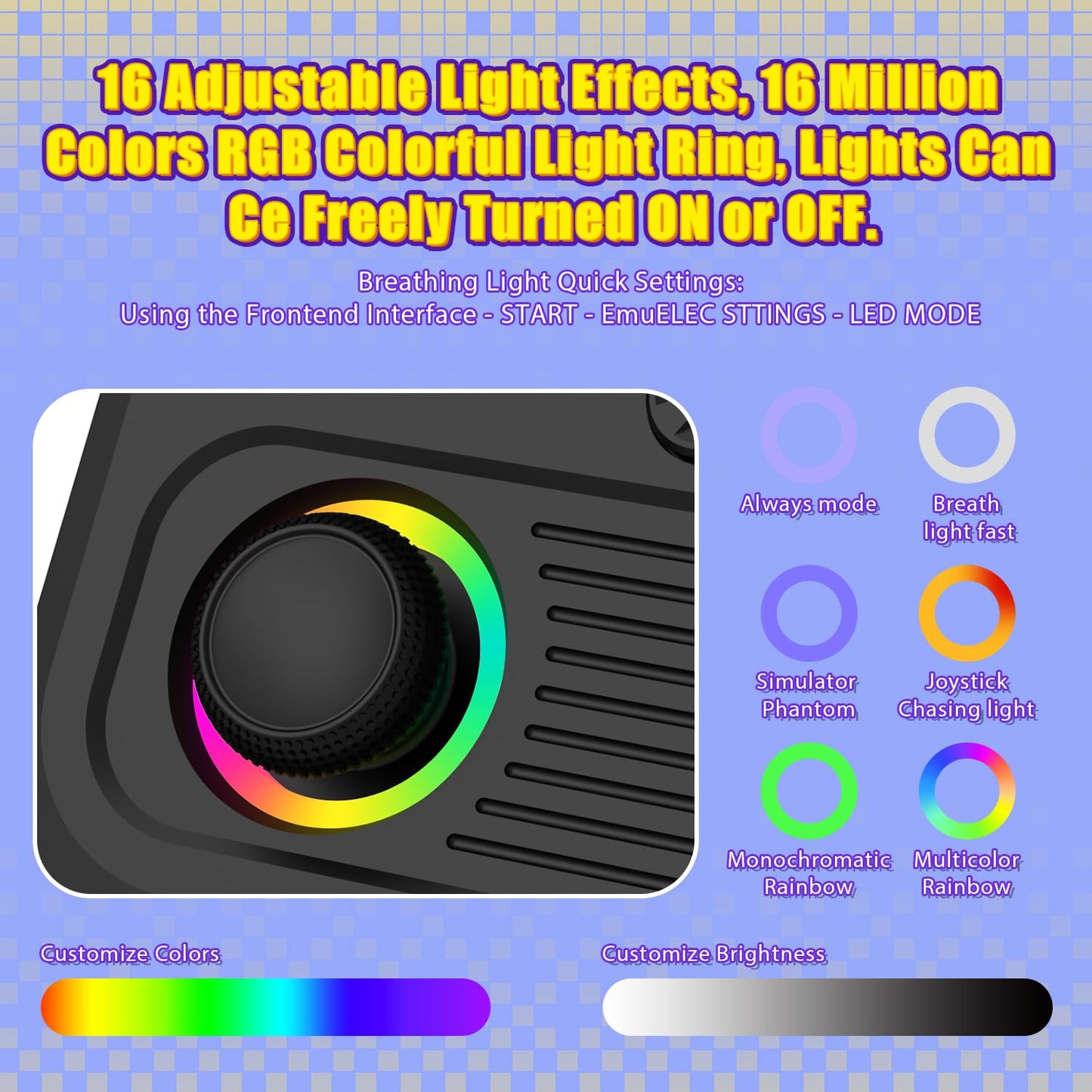 AISLPC R36T handheld console showing customizable RGB lighting