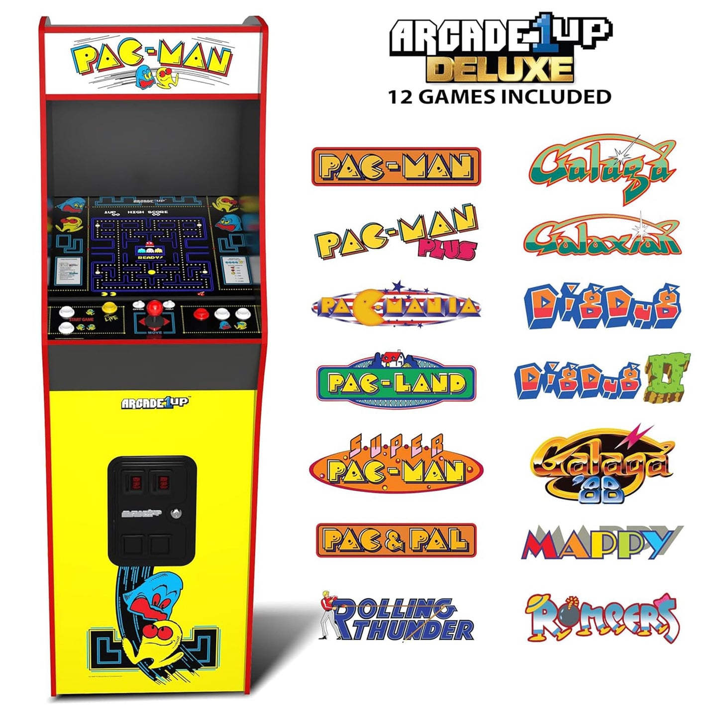 Arcade1Up Pac-Man Deluxe cabinet light up marquee detail