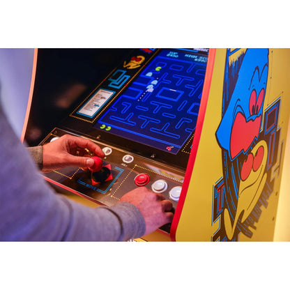 Screen display showing Pac-Man classic gameplay on Arcade1Up Deluxe