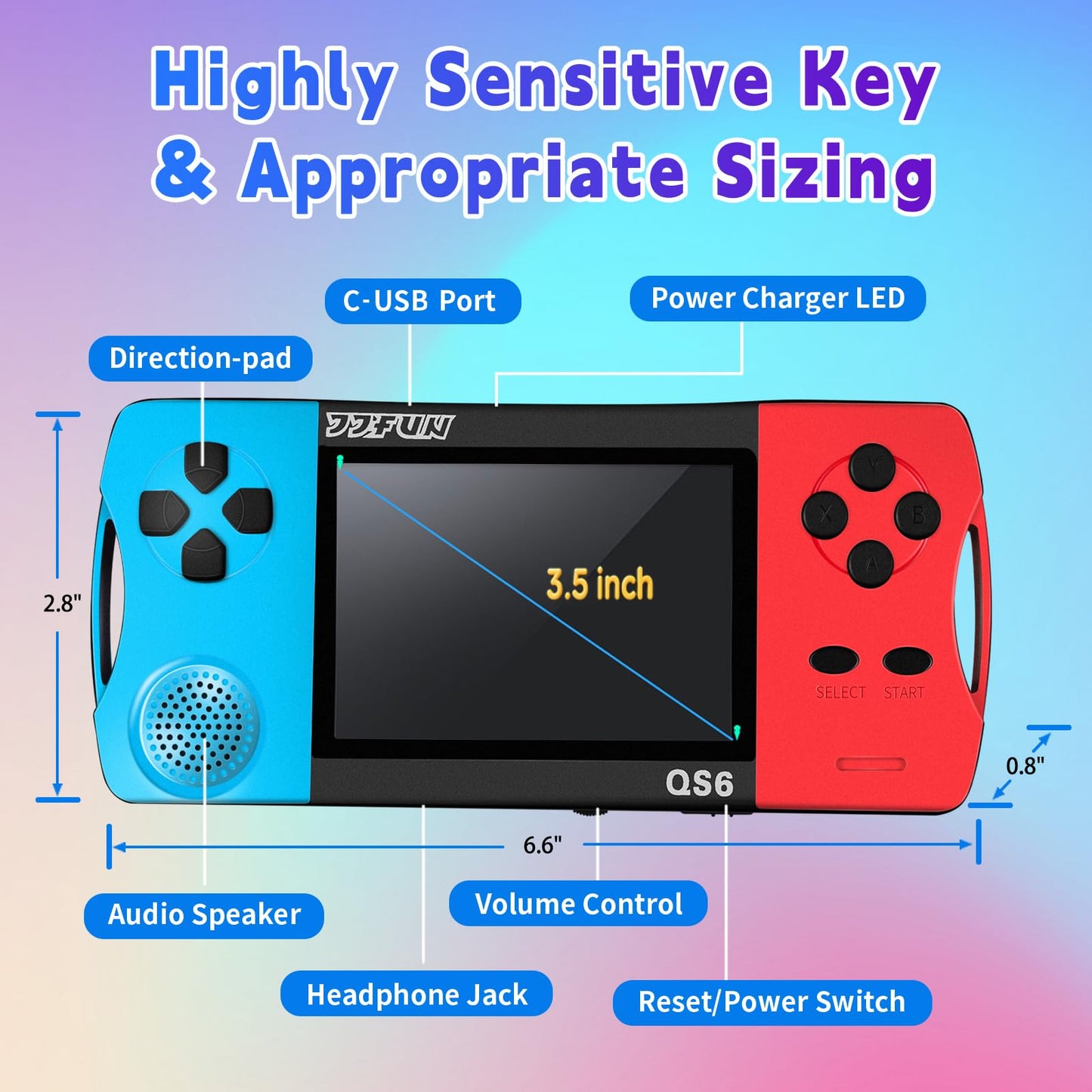 Snonbros portable retro gaming device with 3.5 inch IPS screen