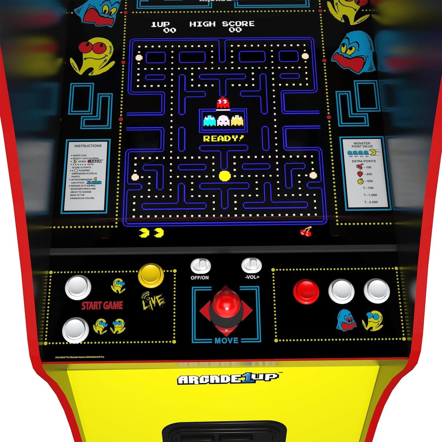 Arcade1Up Pac-Man Deluxe faux coin door and base design
