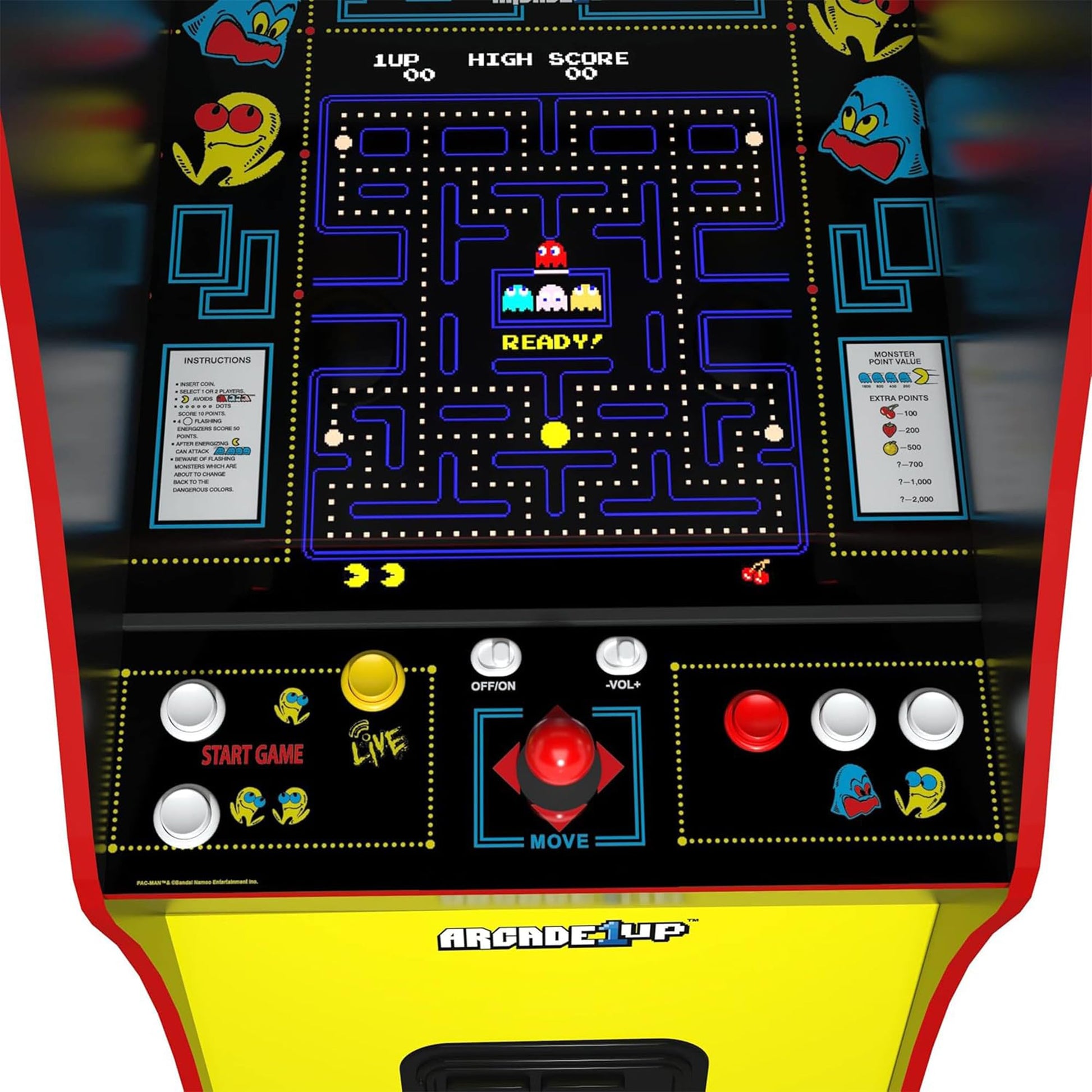 Arcade1Up Pac-Man Deluxe faux coin door and base design