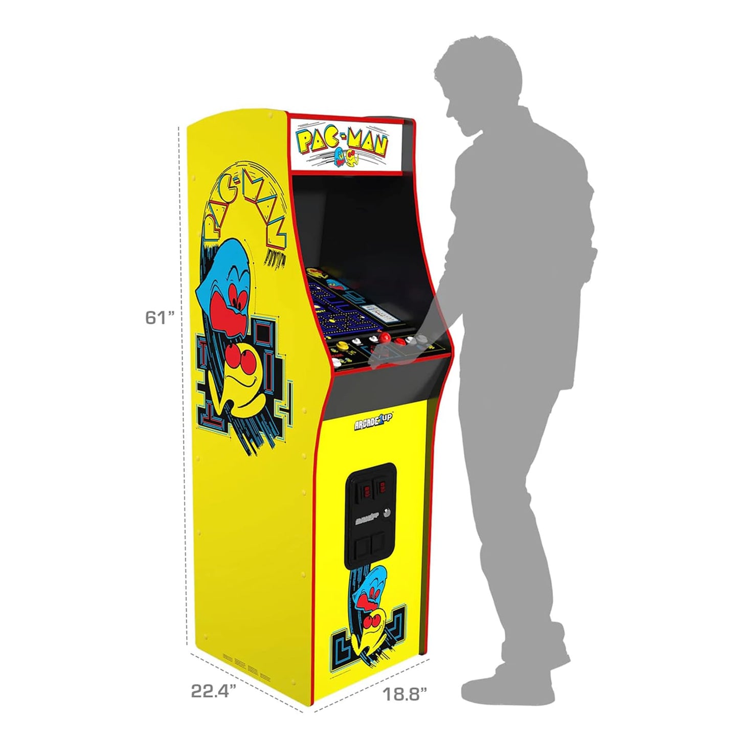 Close up of Arcade1Up Pac-Man Deluxe screen resolution quality