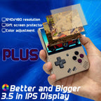 Fingerevo Miyoo Mini Plus handheld game console with portable carrying case
