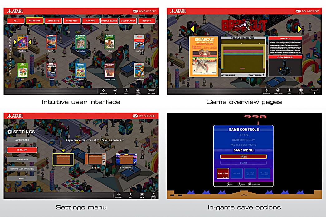 On-screen menu interface showcasing the 200 game library.