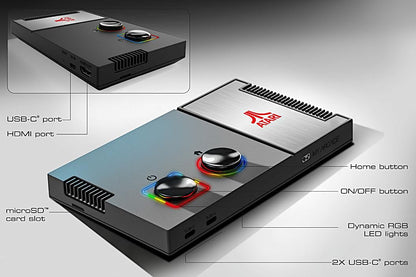 Packaging details of the imported My Arcade Atari retro console.