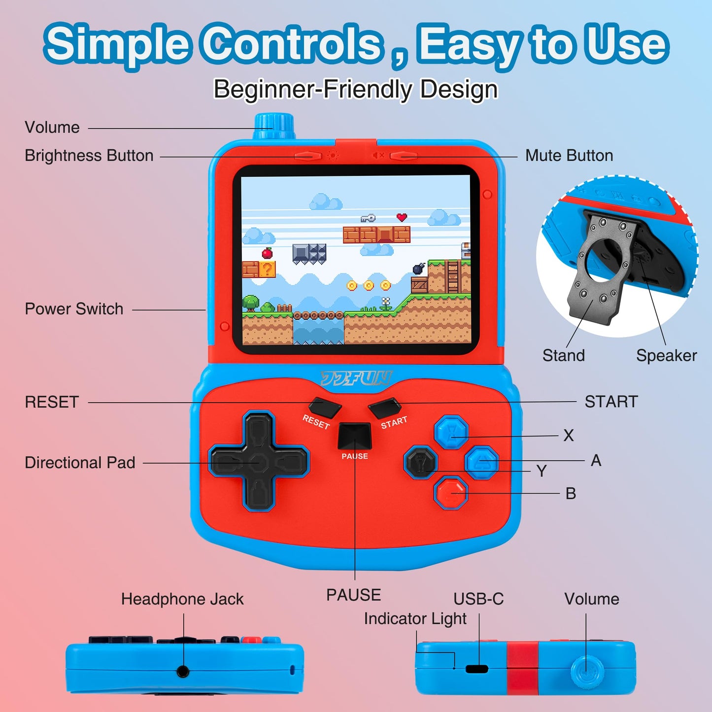 Snonbros retro console featuring built-in kickstand view