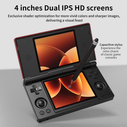 Zestioe RG DS handheld console showing joystick and button layout.