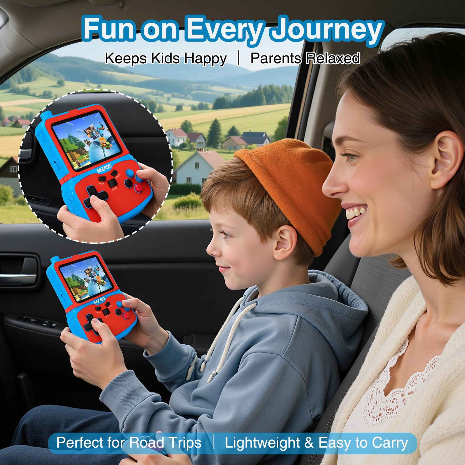 Snonbros handheld console displaying retro gaming graphics