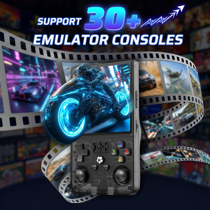 AQHH R36MAX gaming console showing 4.0 inch IPS screen