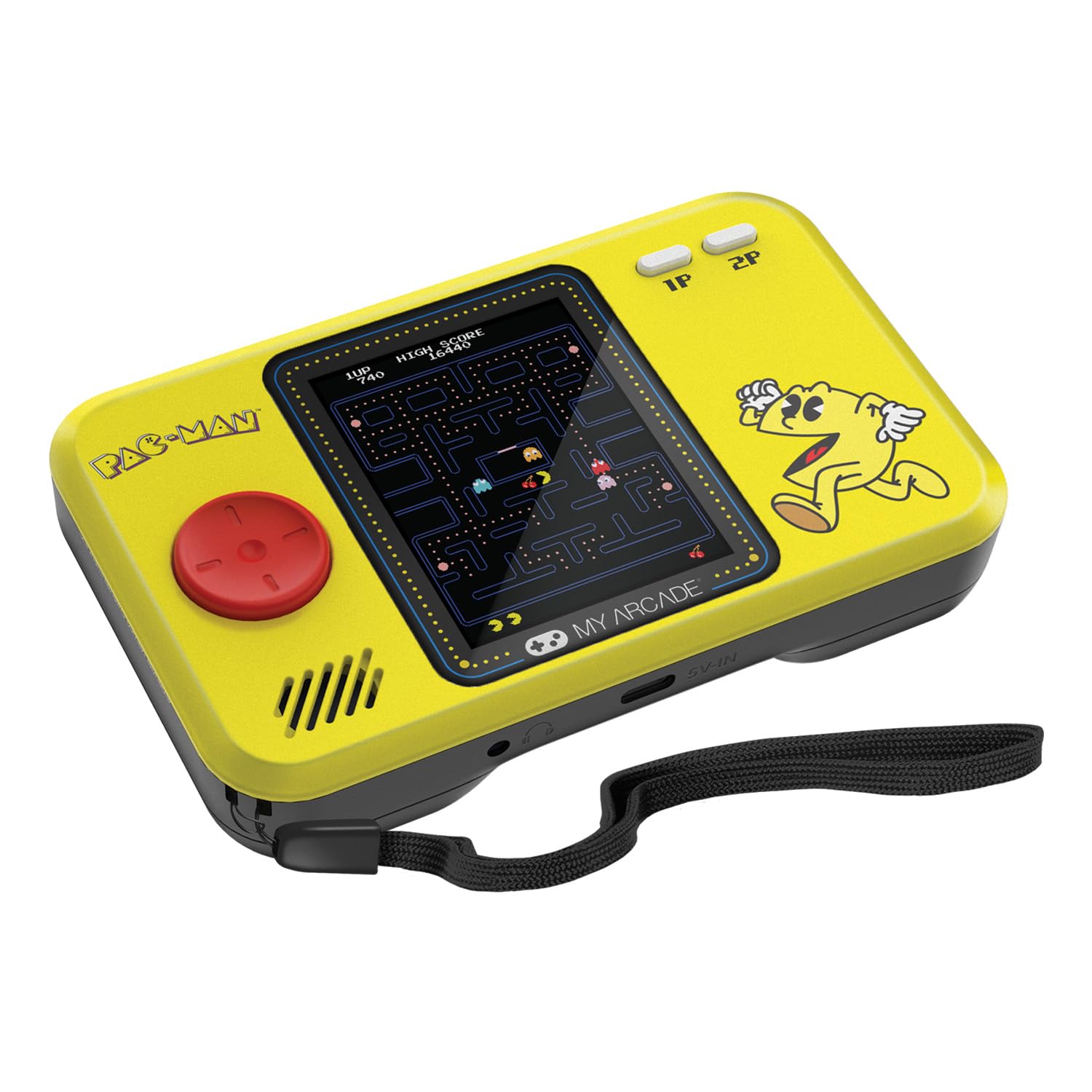 Side profile of My Arcade Pac-Man gaming device showing buttons