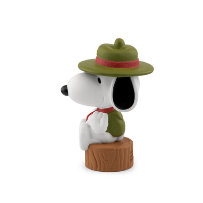 Tonies Peanuts Camp Snoopy Audio Toy Figurine packaging detailing forty minute run time