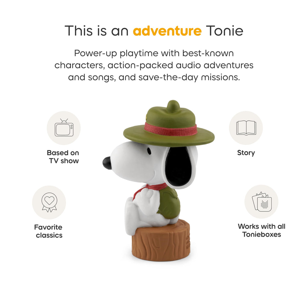 Tonies Peanuts Camp Snoopy Audio Toy Figurine back view depicting the classic character design