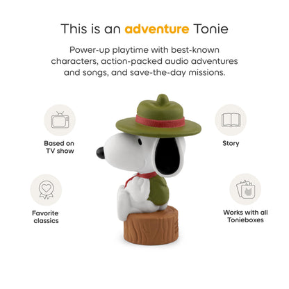 Tonies Peanuts Camp Snoopy Audio Toy Figurine back view depicting the classic character design