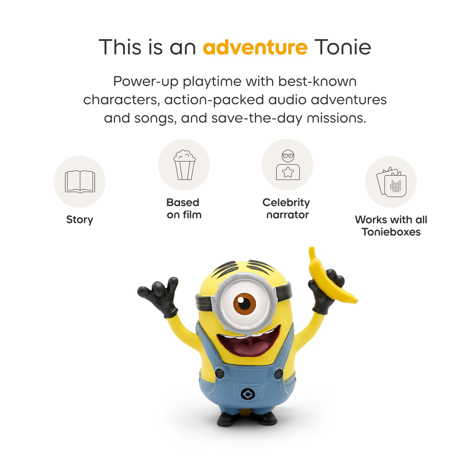 USA imported Tonies Minion figurine packaging displaying official Despicable Me franchise branding.