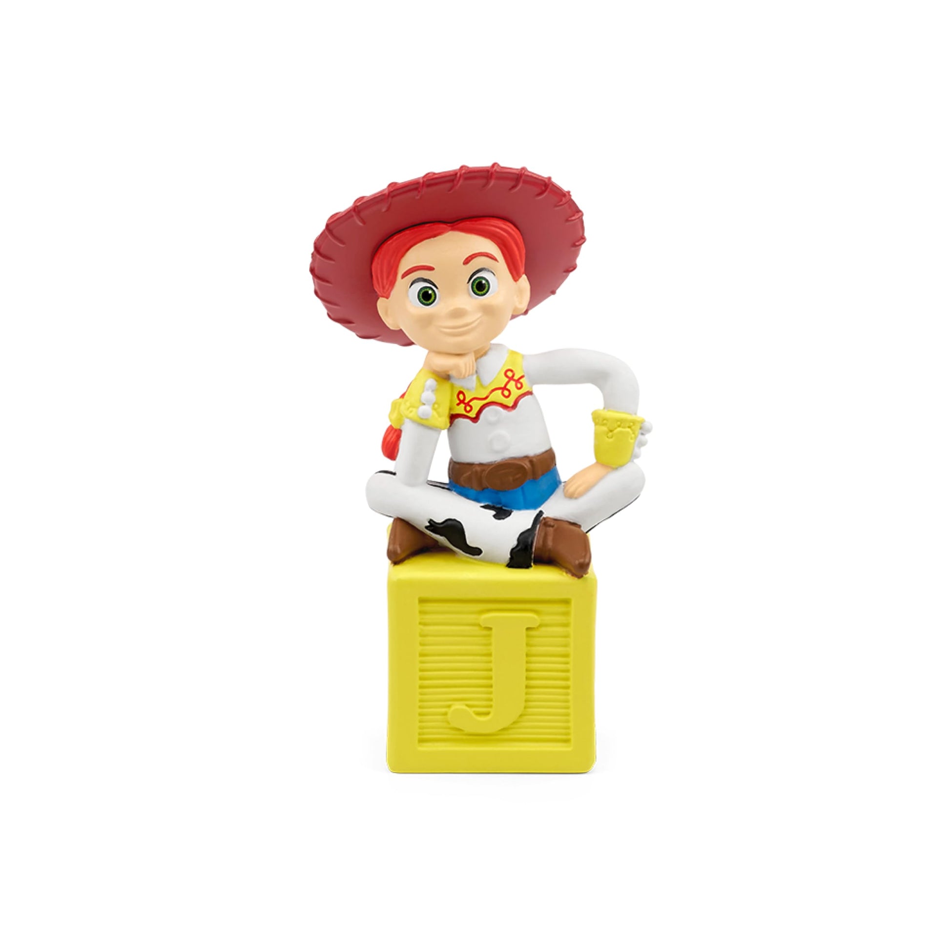 Close up view of the hand painted Disney Pixar Toy Story Jessie magnet based audio character figurine.