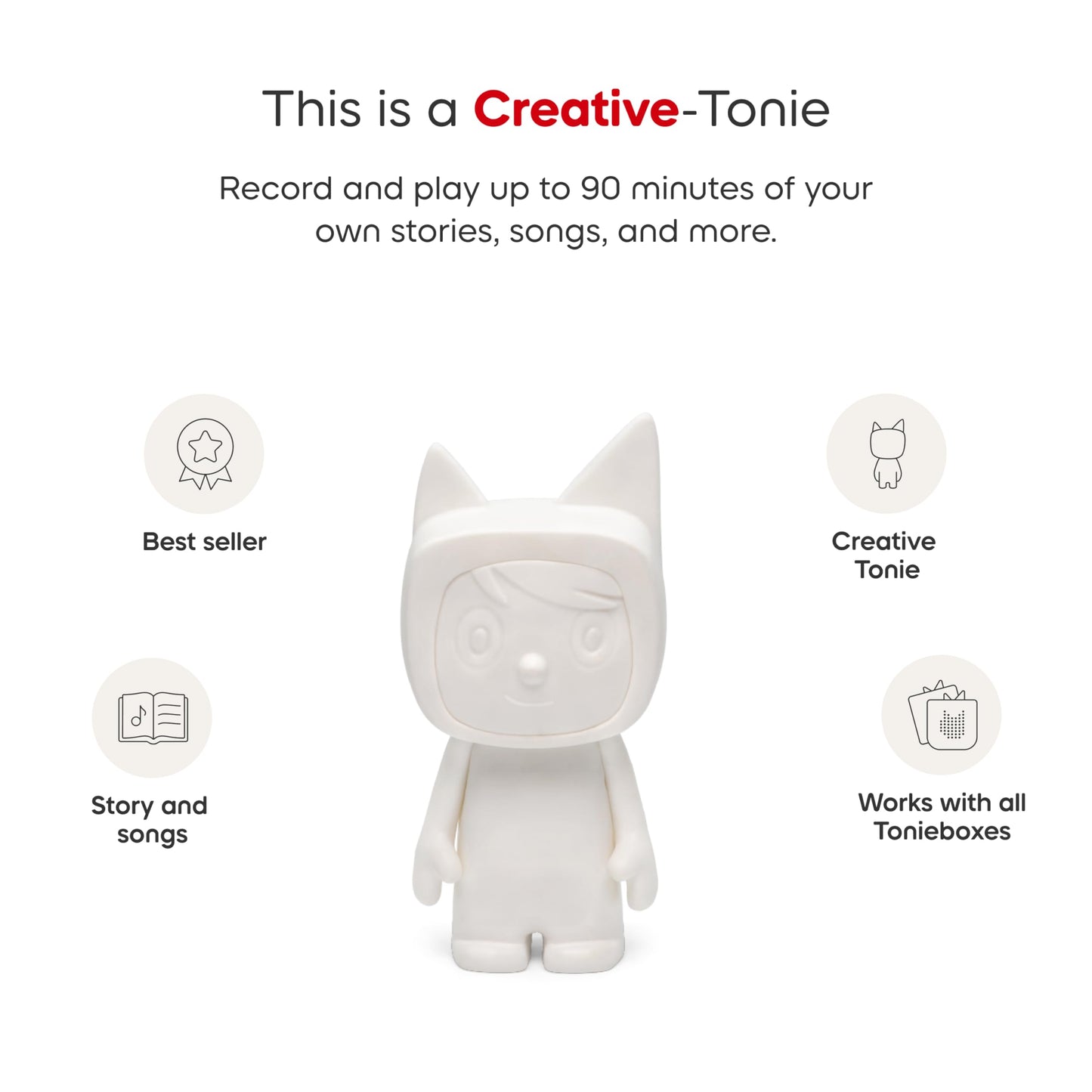 Close-up view of the Tonies blank character figure demonstrating the durable child-friendly material construction.