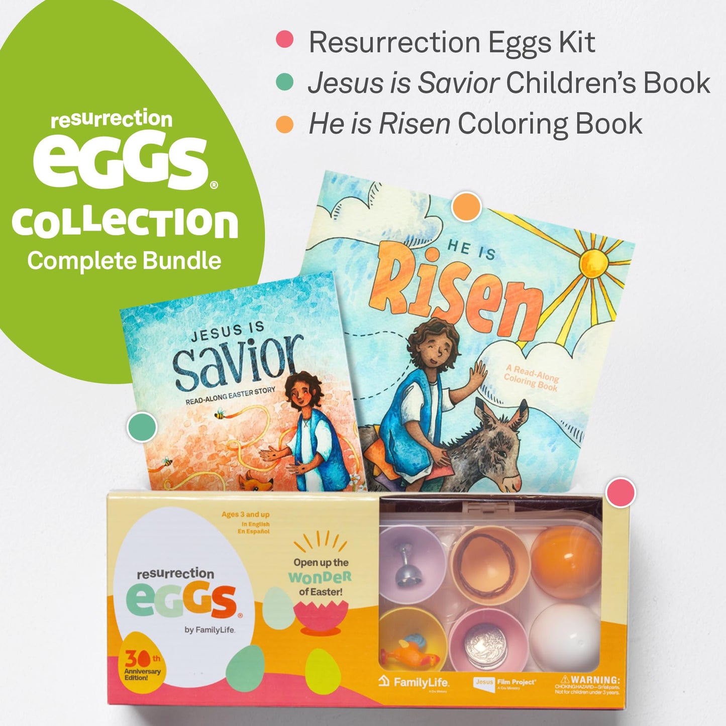 FAMILYLIFE He Is Risen Christian kids coloring book with interactive stickers for Easter activities.