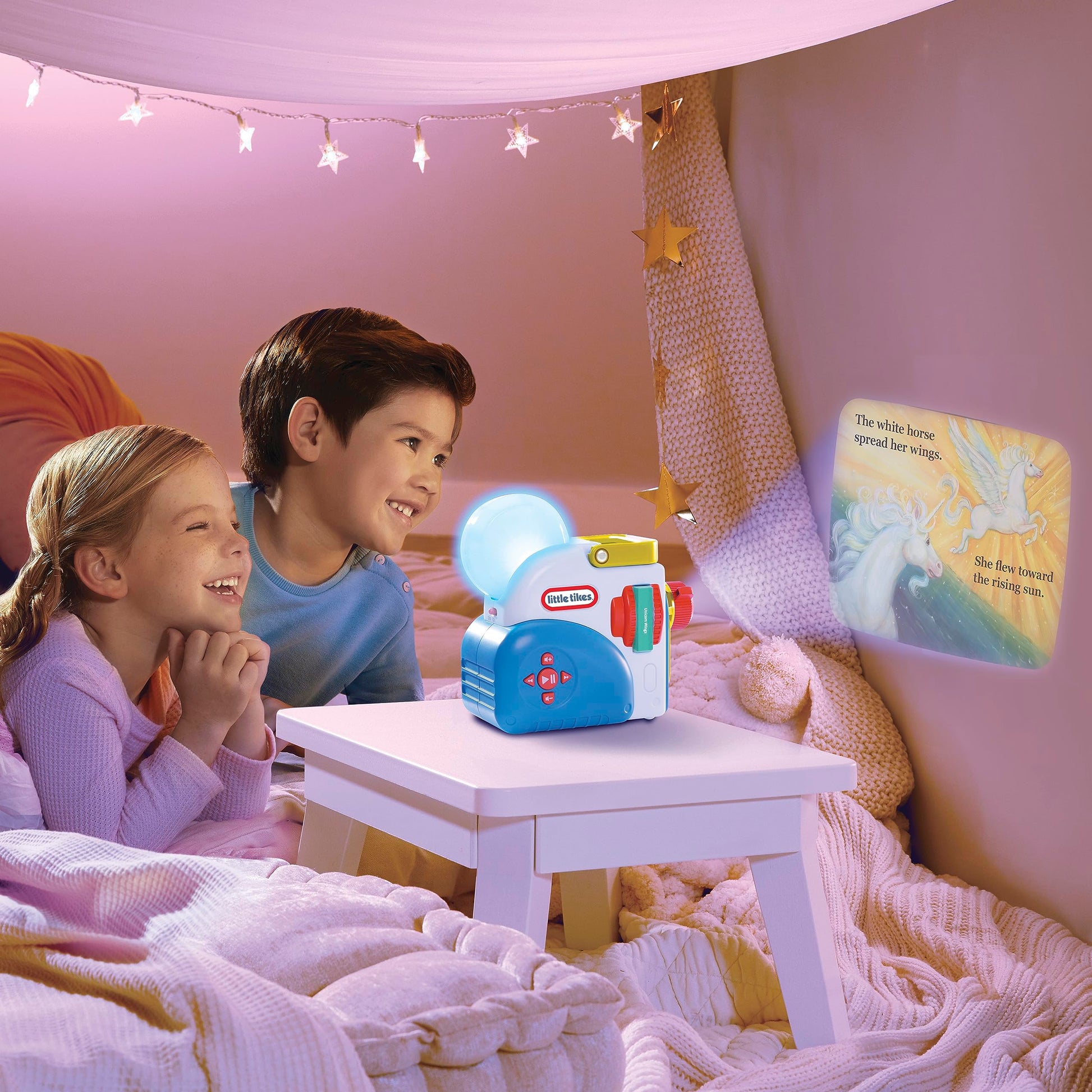 Three Random House story cartridges and unicorn character figure for interactive storytelling