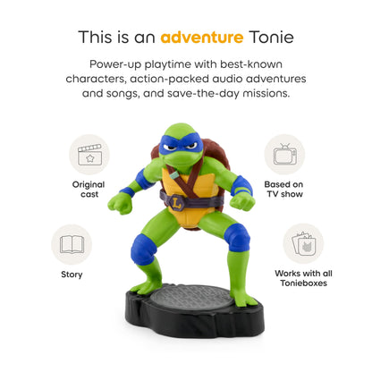 Side profile of the imported Ninja Turtles Leonardo audio figure designed for children aged 7 and up.