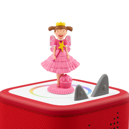 Pinkalicious audio character toy placed on top of a Toniebox starter set player