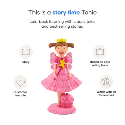 Close-up view of the Pinkalicious audio toy character showing the pink dress details