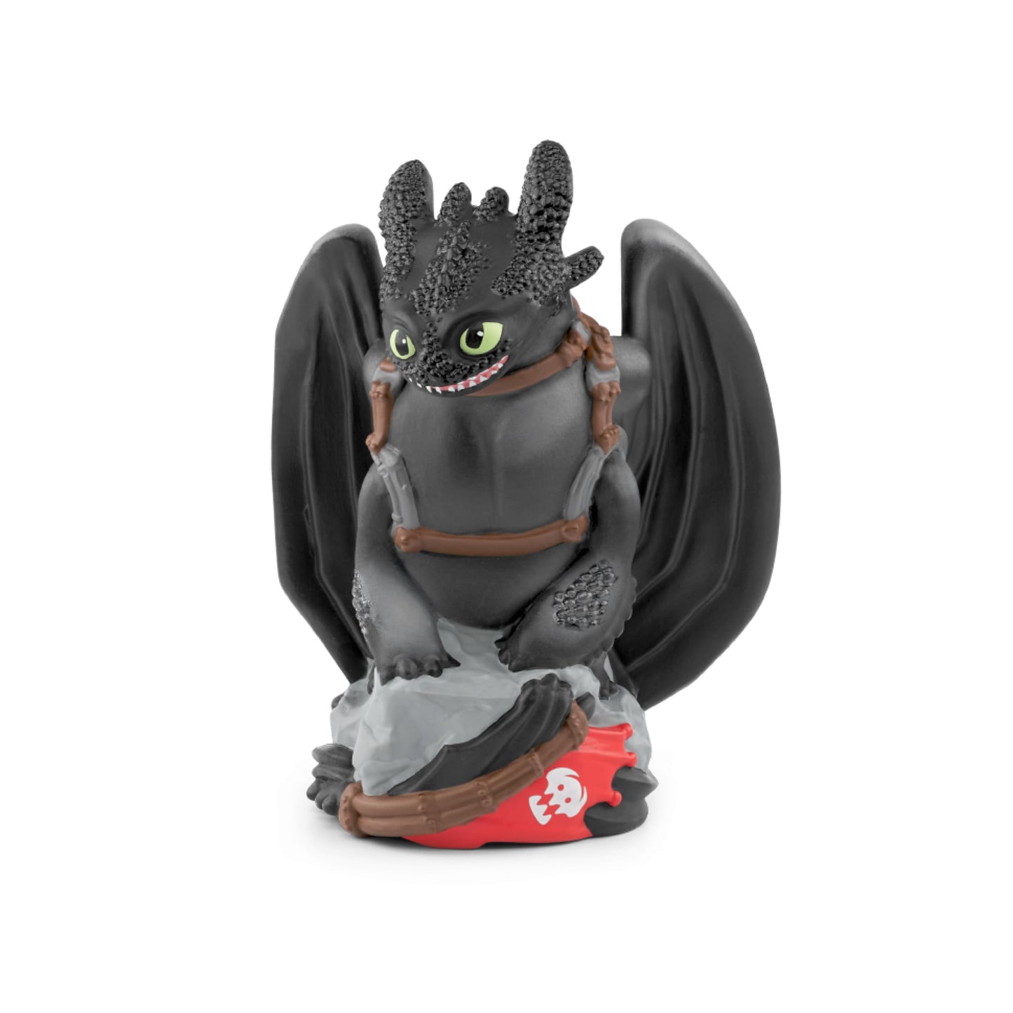 Close up shot of the magnetic base on the animated character figurine highlighting children safe construction features