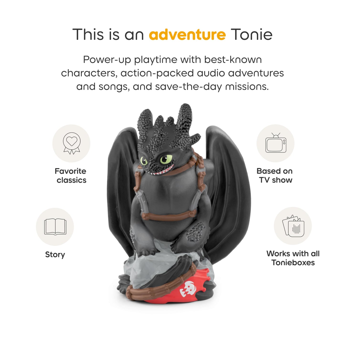 Top view detailing the textured wings and tail design of the interactive Night Fury educational companion toy