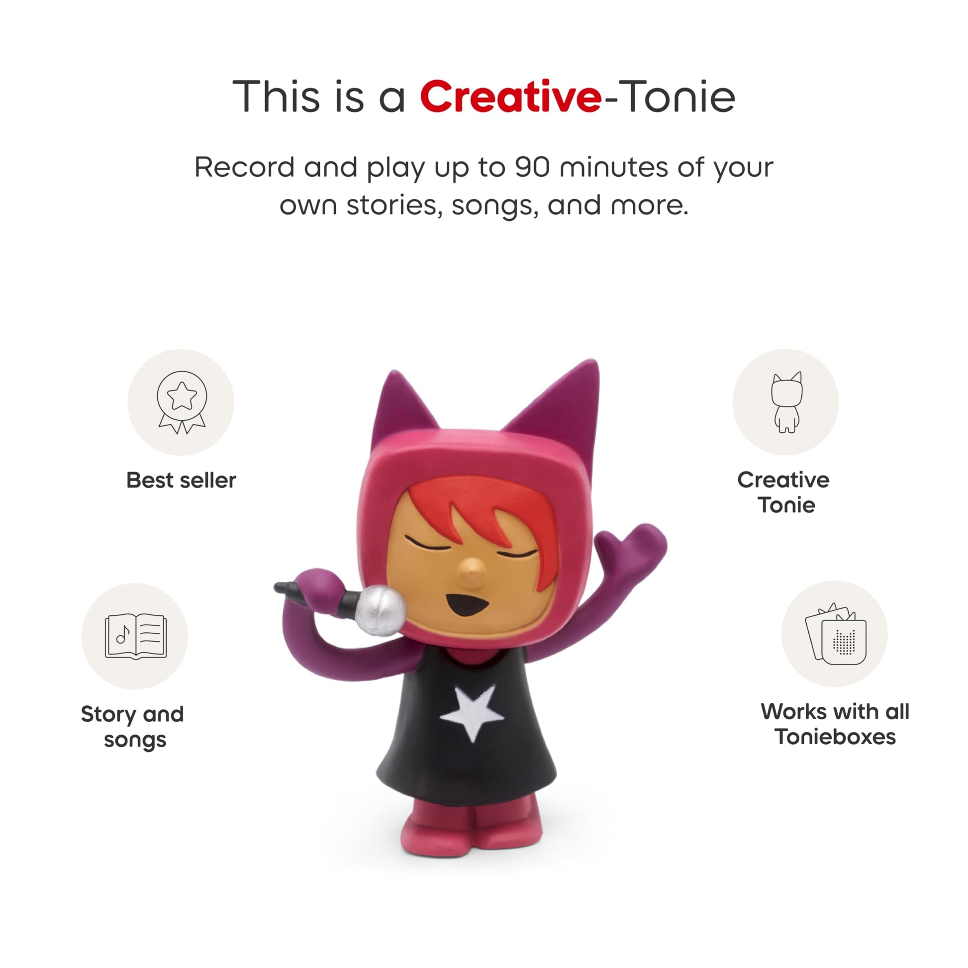 Smartphone app screen showing custom voice recording options for children audio figures