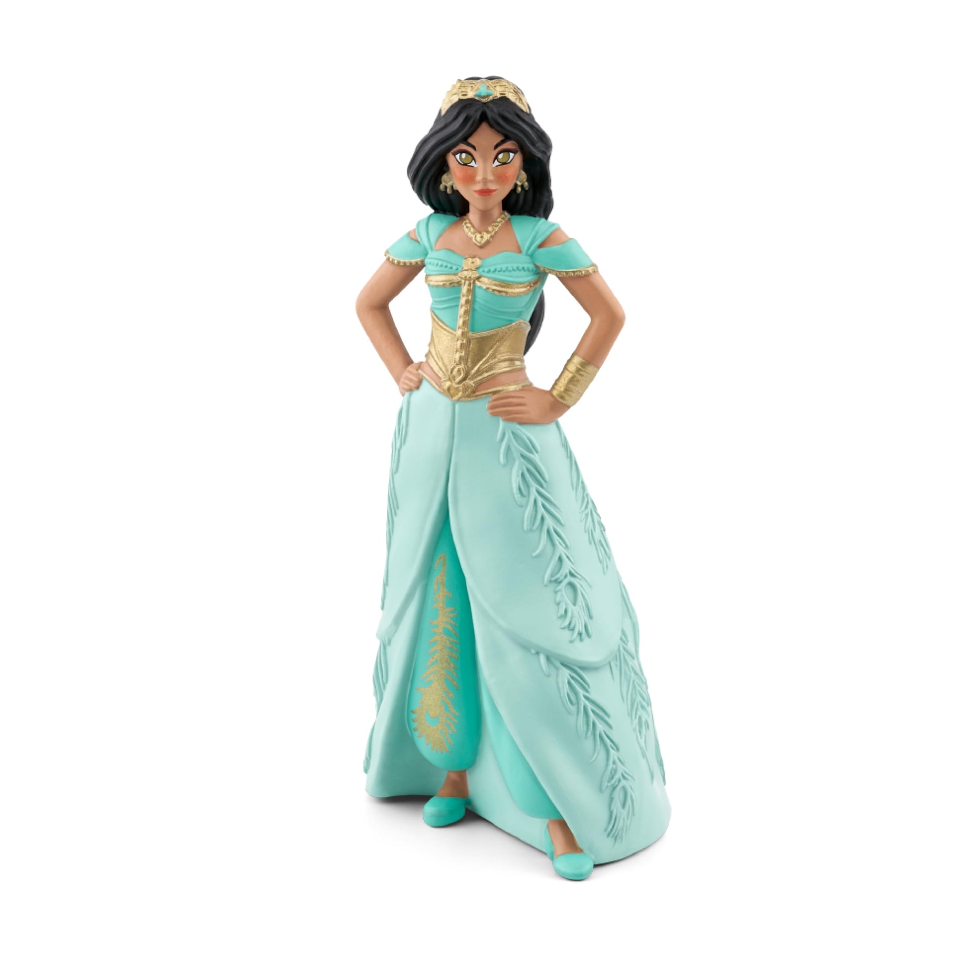 Jasmine audio toy figure placed on top of a Toniebox audio player setup