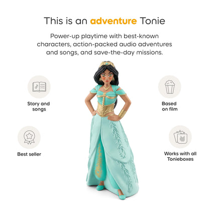 Authentic Tonies Jasmine collectible storytelling figurine packaging back view with tracklist