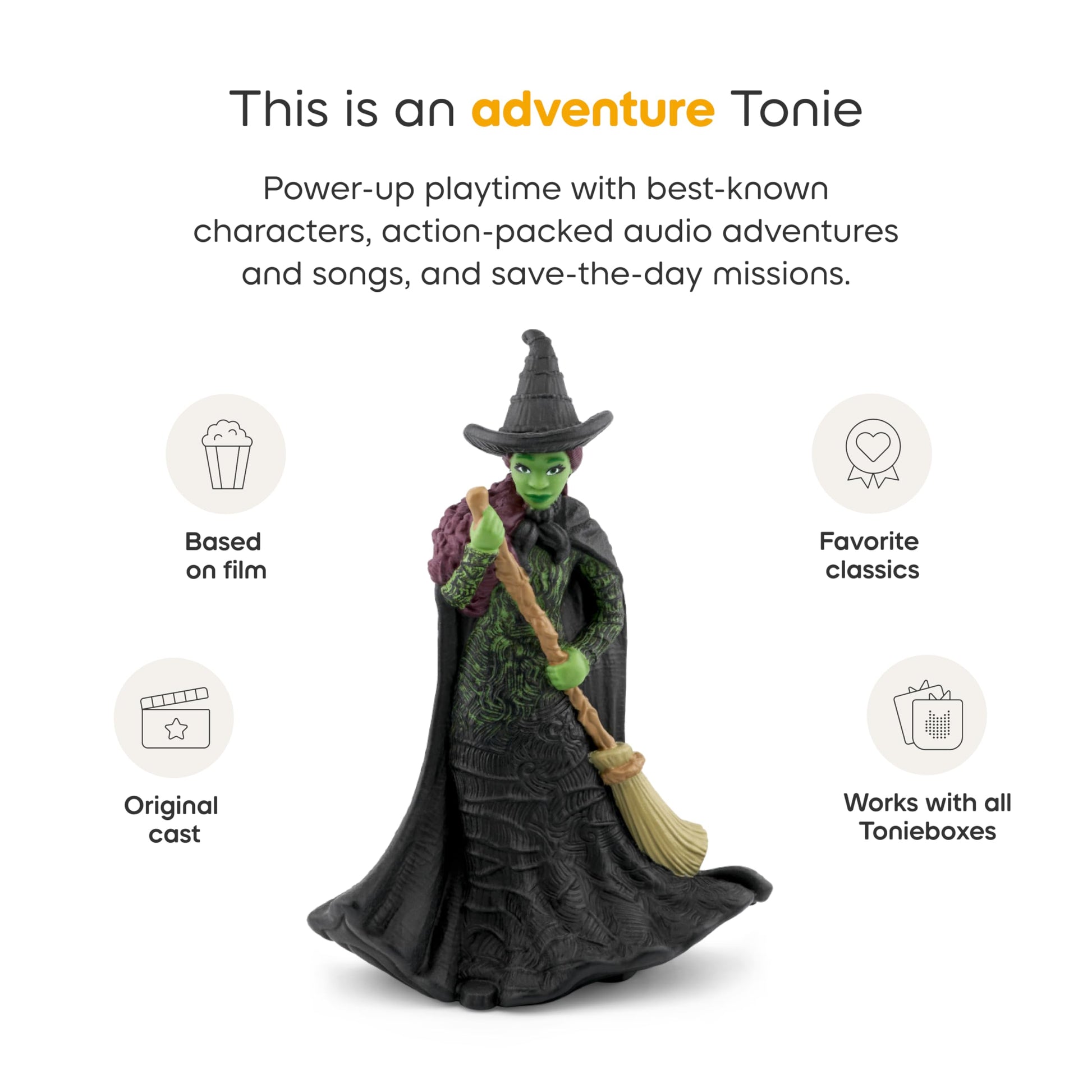 Screen-free audio toy for kids featuring the green-skinned character from Oz.