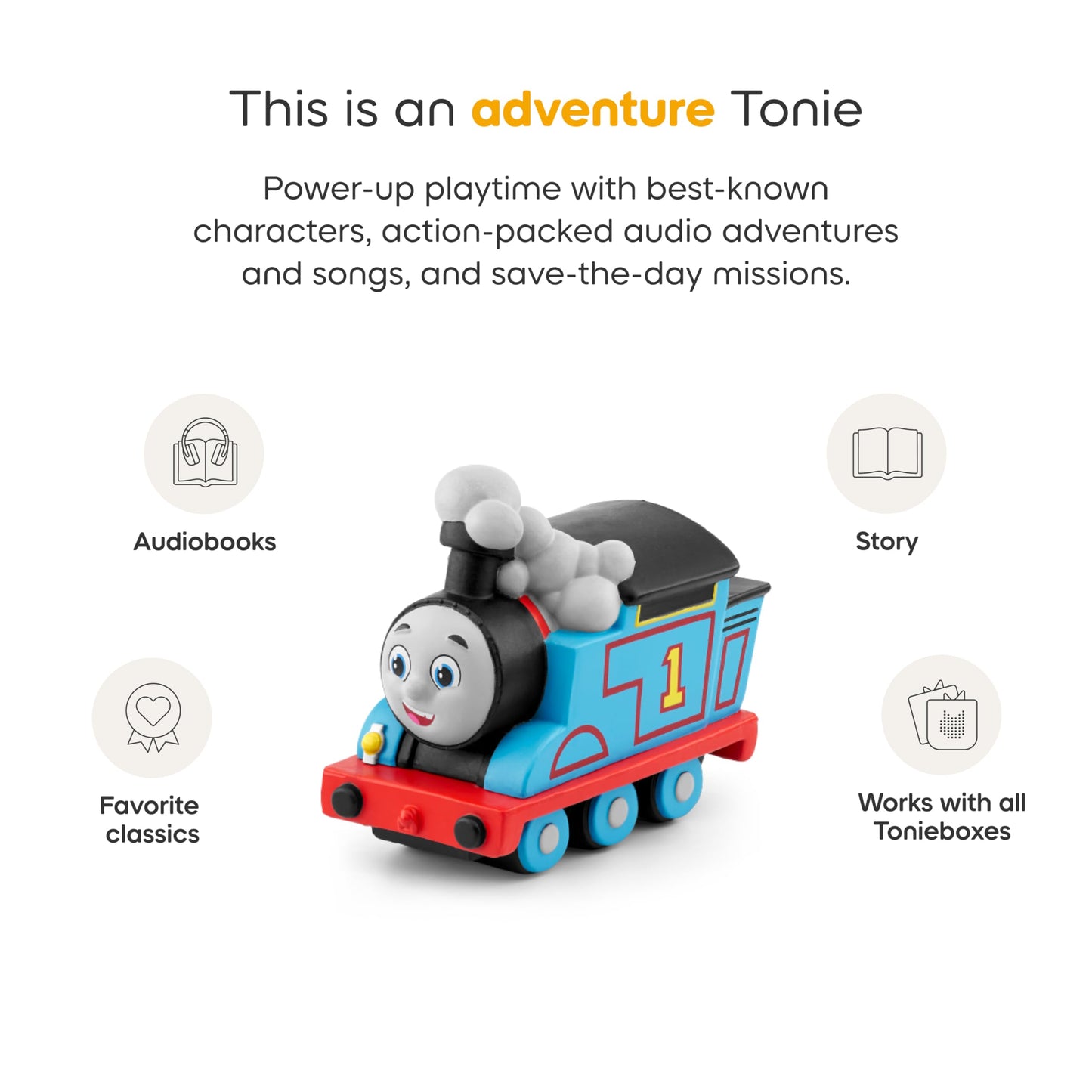 Close up of Thomas the Tank Engine educational figurine for childhood learning
