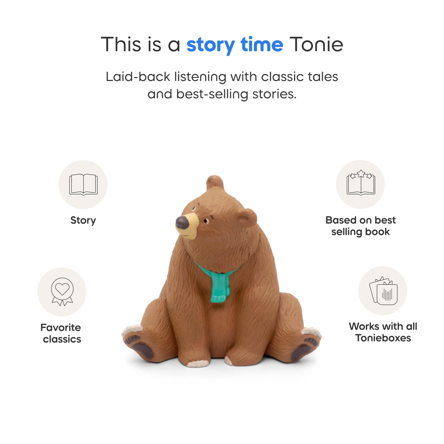 The screen free bedtime storytelling figurine shown from an angled perspective.