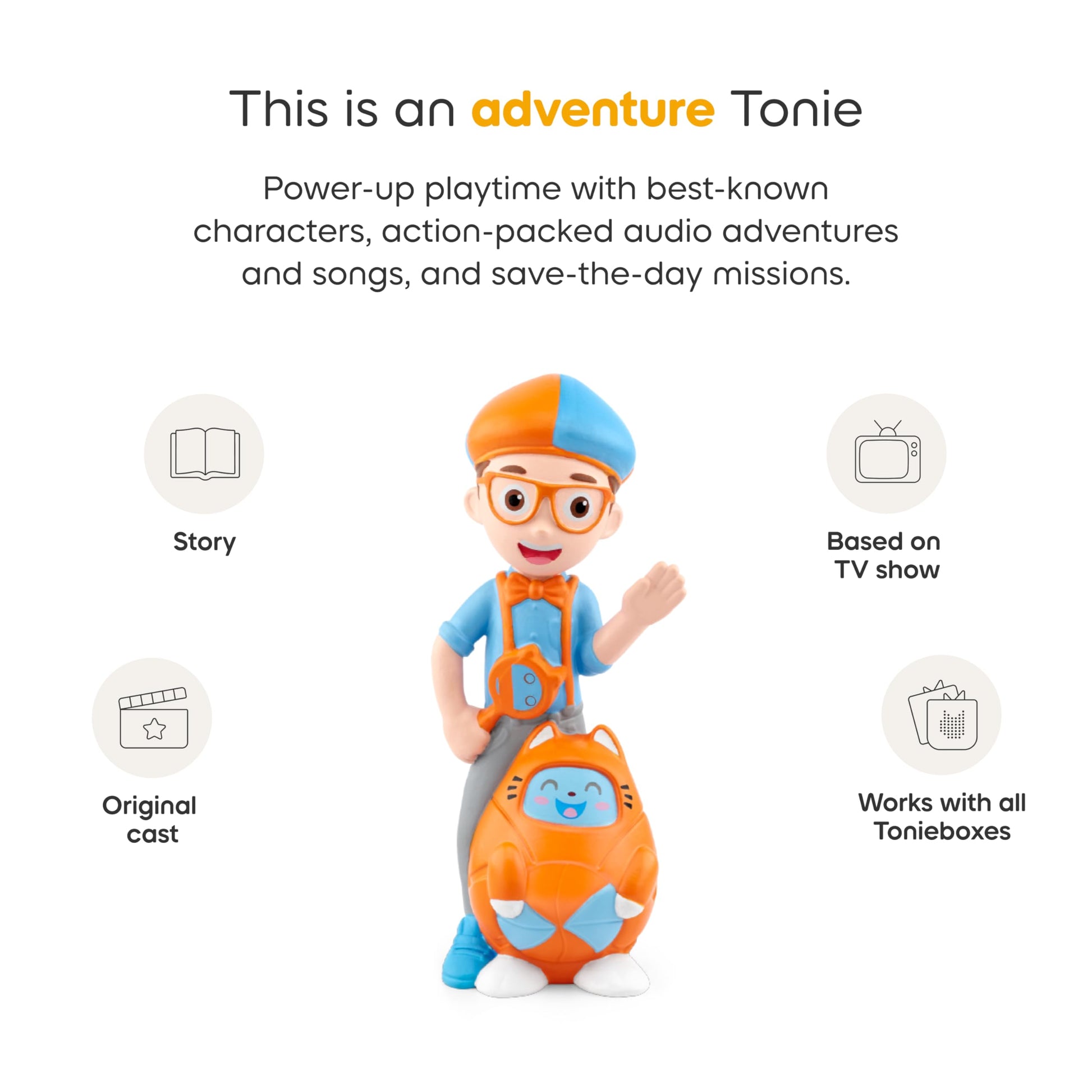 Blippi and Meekah audio toy figure highlighting durable construction material
