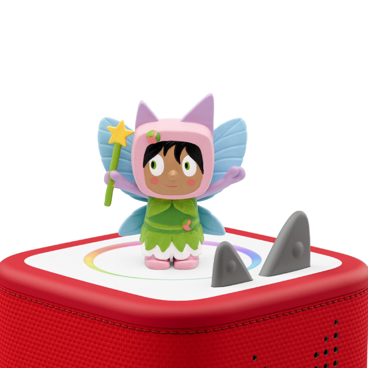Tonies Fairy customizable storytelling toy figure being placed on a Toniebox player