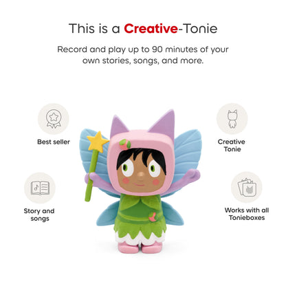 Side view of the pink and purple Tonies Fairy Creative audio figurine