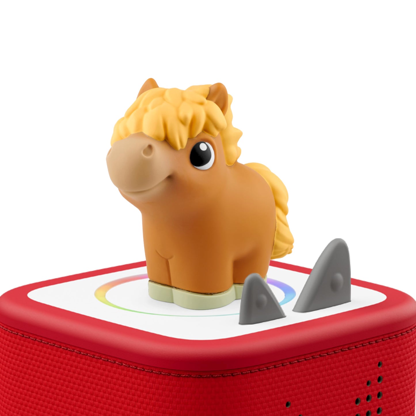 Three squishy silicone farm animal characters from the side illustrating the soft squeezable texture for small hands.