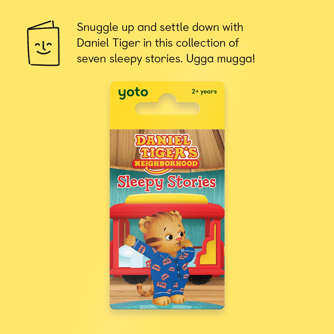 Yoto brand screen free audio card for kids showing compatibility with smart player devices.