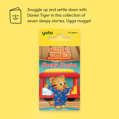 Yoto brand screen free audio card for kids showing compatibility with smart player devices.