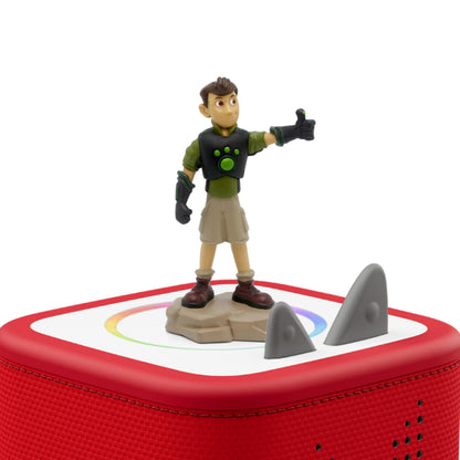 Close up shot of the authentic Tonies Wild Kratts Chris storytelling character highlighting its durable kid friendly design