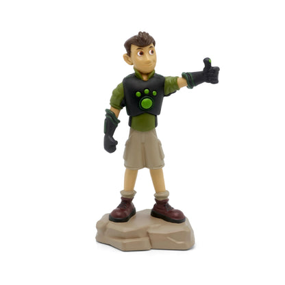 Side view of the imported Chris Kratt audio figurine for screen free children entertainment