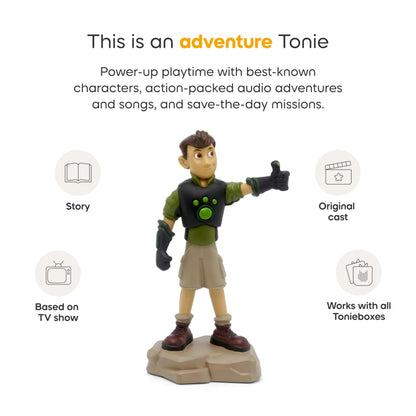 The Tonies Wild Kratts Chris toy showing the magnetic base compatible with the Toniebox speaker system