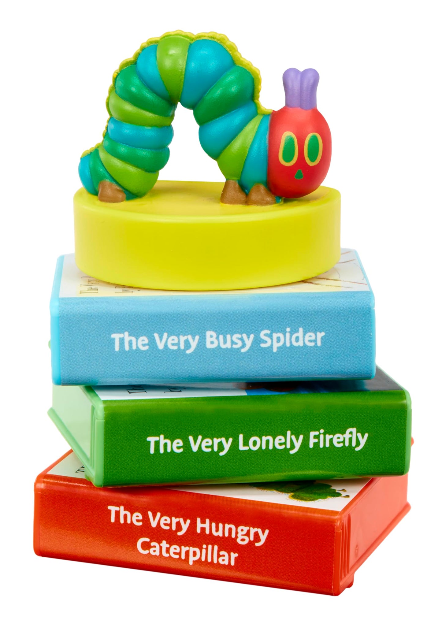 Toddler bedroom wall showing the colorful projected graphics of the Very Hungry Caterpillar book.
