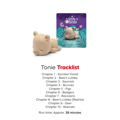 Sleepy Bear audio toy character displaying the durable child-safe construction materials.