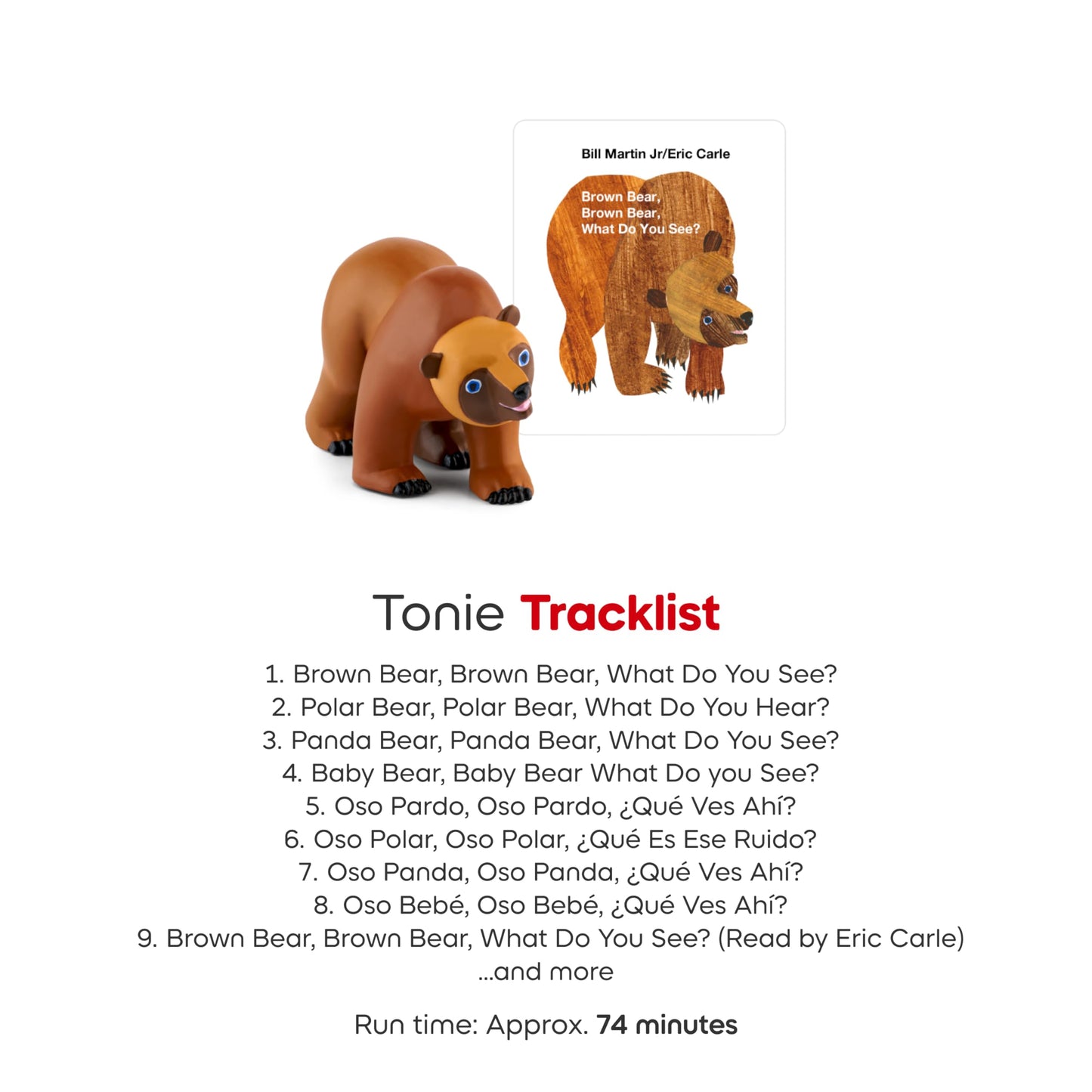 Close up view of the Tonies brown bear and friends collectible childhood literary character